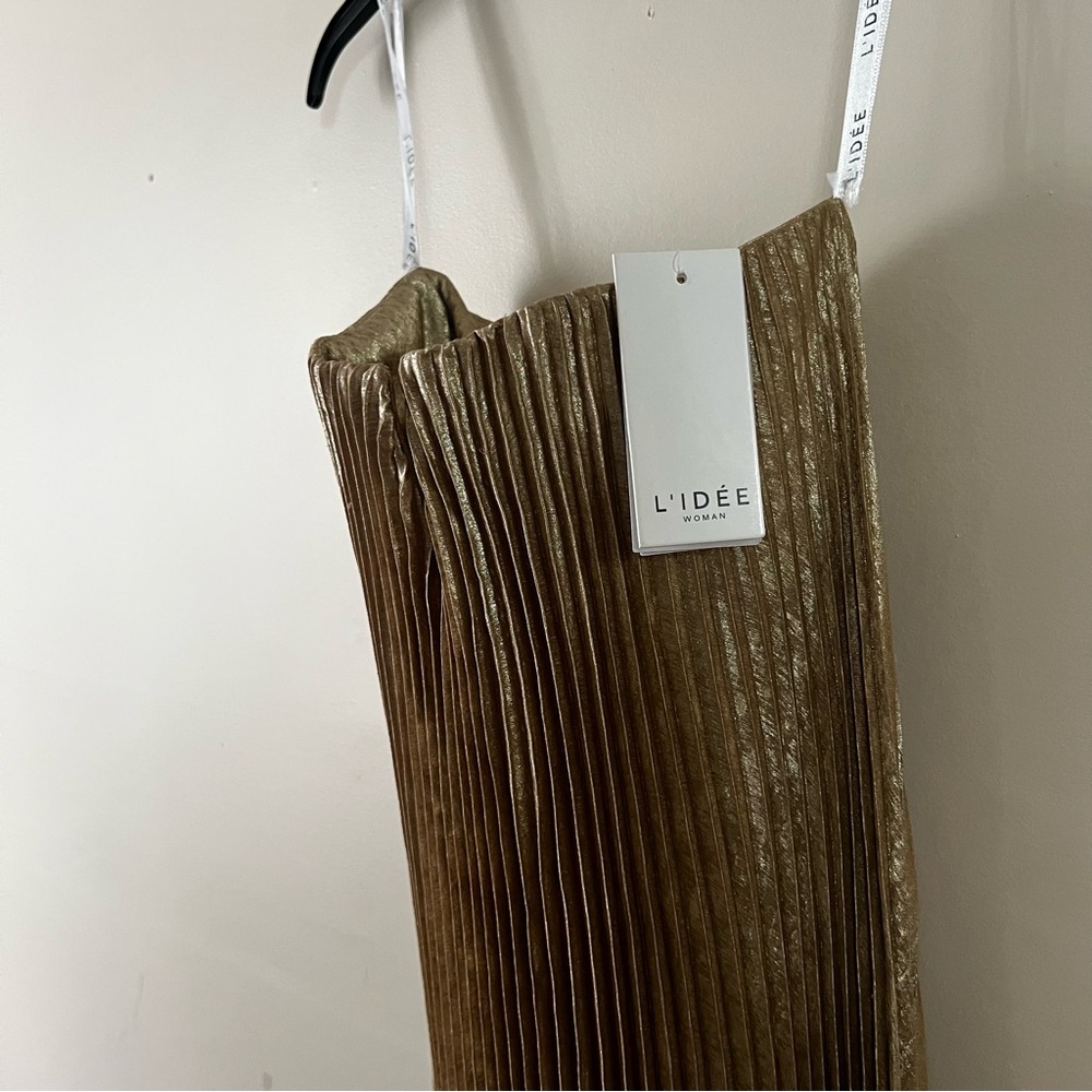 L'IDEE Black Tie Gown Maxi Dress in Gold Shimmer Size US 2 NEW! New with tags! - Picture 8 of 13